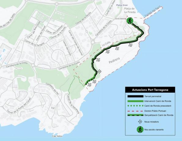 Map of the new section of the Camino de Ronda in Salou