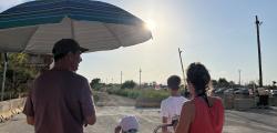 Looking up at the sky to watch the eclipse 
